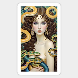 Gustav Klimt's Serpent Queens: Inspired Women with Snakes Magnet